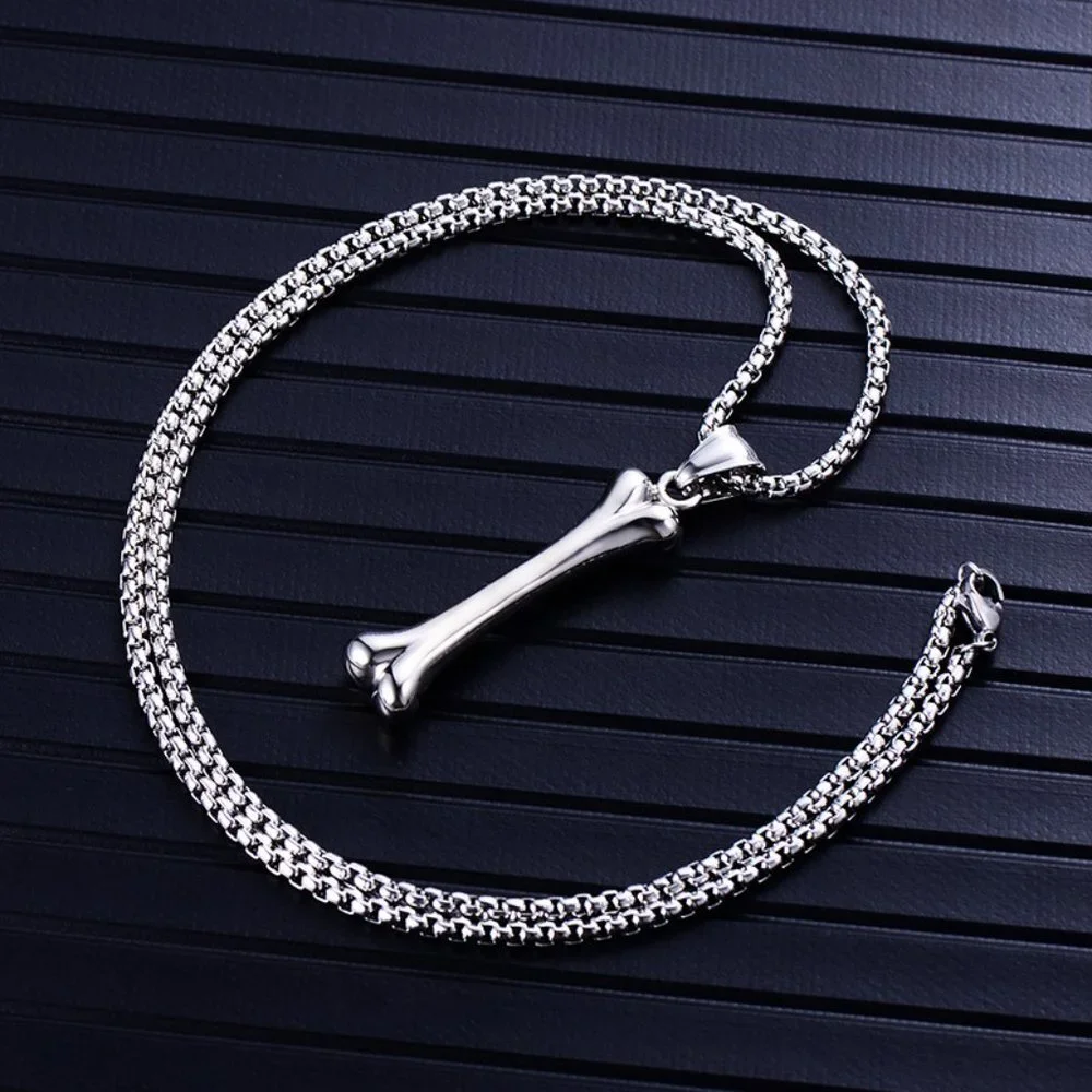 ❤️Fashion stainless steel dog bone skeleton pendant necklace for men, N90201P229